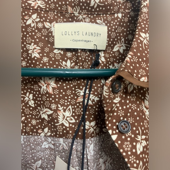 NWT Lollys Laundry Copenhagen brown and white floral button up blouse - Picture 4 of 7